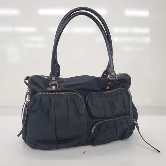 MZ Wallace Black Nylon Leather Trim Large Shoulder Bag image number 1