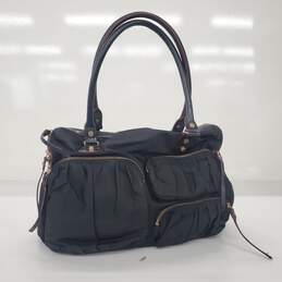 MZ Wallace Black Nylon Leather Trim Large Shoulder Bag