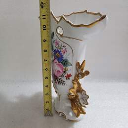 Ornate Portugal Hand Painted Gold Gilded 22K Porcelain Floral Vase Approx. 11.5 In. alternative image