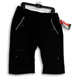 NWT Womens Black Perfect Fit Elastic Waist Pull-On Capri Pants Size 16