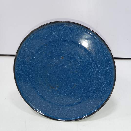 Vintage Blue Speckled Enamel Tea Kettle image number 5