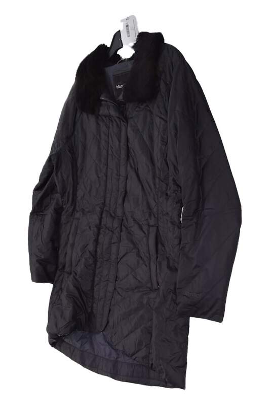 Womens Black Long Sleeve Pockets Full Zip Puffer Jacket Size Large image number 2