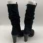 NIB Womens Black Suede Closed Toe Block Heels Pull On Slouchy Booties Sz 8M image number 2