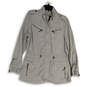 Womens Gray Pockets Long Sleeve Full-Zip Utility Jacket Size Medium image number 1