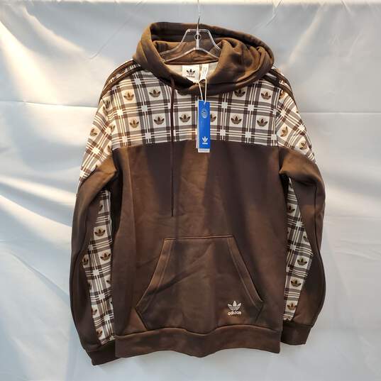 Adidas 3S Fleece HD Brown Pullover Hoodie NWT Men's Size S image number 1