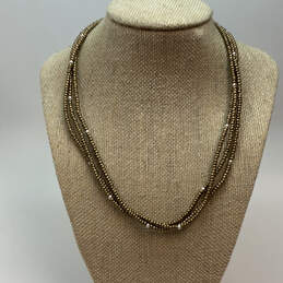 Designer Silpada Sterling Silver Bronze Triple Strand Beaded Necklace