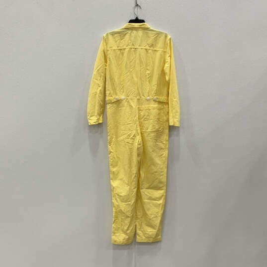 NWT Womens Yellow Long Sleeve Pockets Button Front One-Piece Jump Suit Sz S image number 1