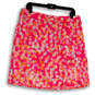 Womens Pink Floral Flat Front Slash Pocket Side Zip Short Mini Skirt Sz 12 image number 1