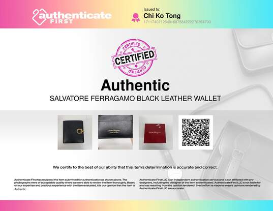 Authentic Salvatore Ferragamo Black Gancini Bi-Fold Wallet image number 6
