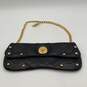 NWT Womens Black Gold Chain Strap Leather Studded Turn Lock Clutch Handbag image number 1