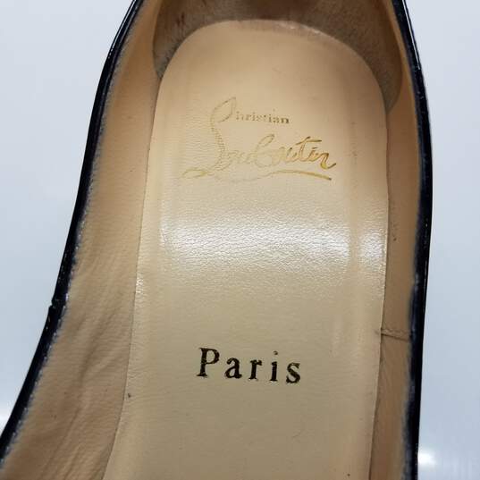 AUTHENTICATED Christian Louboutin Black Patent Leather Heels Size 36.5 image number 4