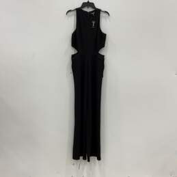 NWT Womens Black Sleeveless One-Piece Wide Leg Cut-Out Jumpsuit Size M