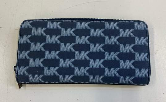 Michael Kors Cooper Monogram Signature Zip Around Wallet Blue image number 1