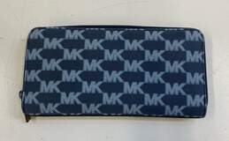 Michael Kors Cooper Monogram Signature Zip Around Wallet Blue