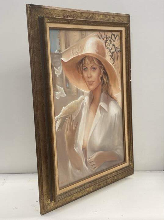 "La Colombe D'Or" Oil on canvas of Portrait of a Woman by Michel Bonnand Signed image number 2