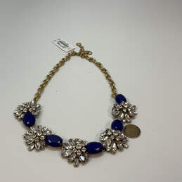 NWT Designer J. Crew Gold-Tone Clear Blue Crystals Statement Necklace alternative image