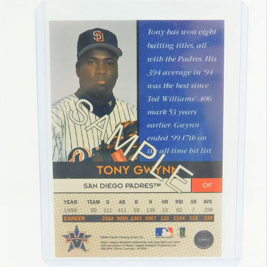 2000 HOF Tony Gwynn Pacific Vanguard Sample SD Padres image number 3