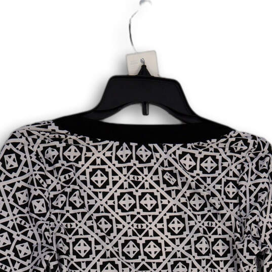 Womens Black White Geometric Print V-Neck Wrap Blouse Top Size Small image number 4
