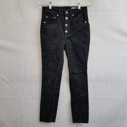 Rag & Bone high rise black corduroy skinny jeans with button fly 24