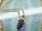 14K White Gold Faceted Amethyst Teardrop Pendant Cable Chain Necklace 2.9g image number 3