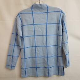 Women's light blue windowpane grid mock neck sweater XS petite nwt alternative image