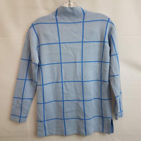 Women's light blue windowpane grid mock neck sweater XS petite nwt image number 2