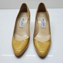 Womens Jimmy Choo Mustard Yellow Patent Leather Heels Sz 38 AUTHENTICATED alternative image