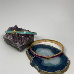Designer Kate Spade Gold-Tone Purple Blue Thin Hinged Bangle Bracelet Set