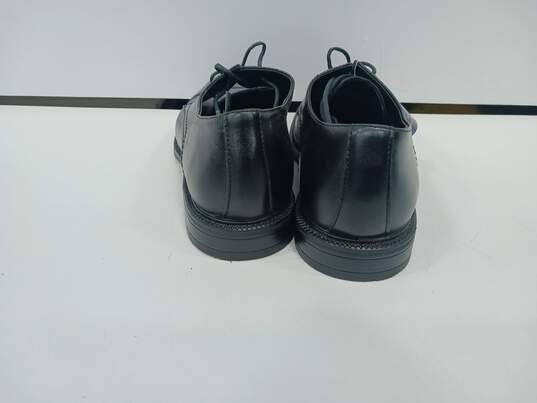 Men's Stafford Black Faux Leather Dress Shoes Sz 10 image number 4