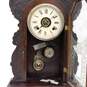 Antique Ansonia Clock Co. Wood Carved Gingerbread Parlor Mantel Clock w/ Key image number 2