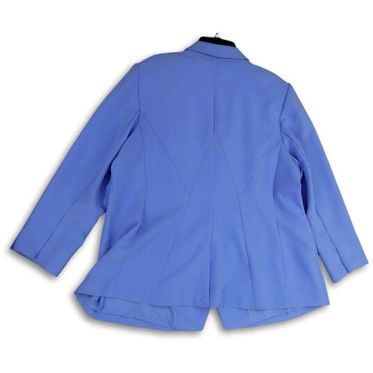 NWT Womens Blue Long Sleeve Shawl Collar Pockets Button Front Blazer Sz 28 image number 4