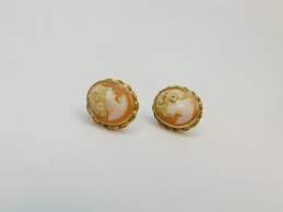 Vintage 14k Yellow Gold Cameo Post Back Earrings 2.3g alternative image