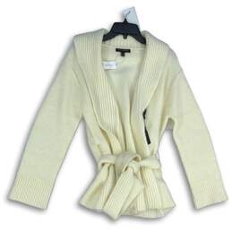 NWT Banana Republic Womens Soli Cream Shawl Collar Belted Cardigan Sweater Sz M