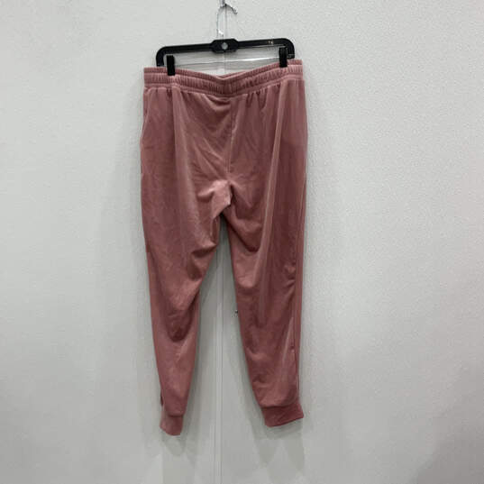 Womens Pink Elastic Waist Tapered Leg Regular Fit Sweatpants Pants Size L image number 2