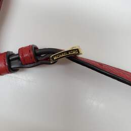 Michael Kors Red Pebbled Leather Foldover Zip Crossbody Bag 8x5x2.5" alternative image