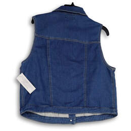 NWT Womens Blue Sleeveless Spread Collar Button Front Denim Vest Size L alternative image