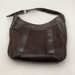 Womens Alfani Brown Leather Inner Pocket Adjustable Strap Zip Shoulder Bag