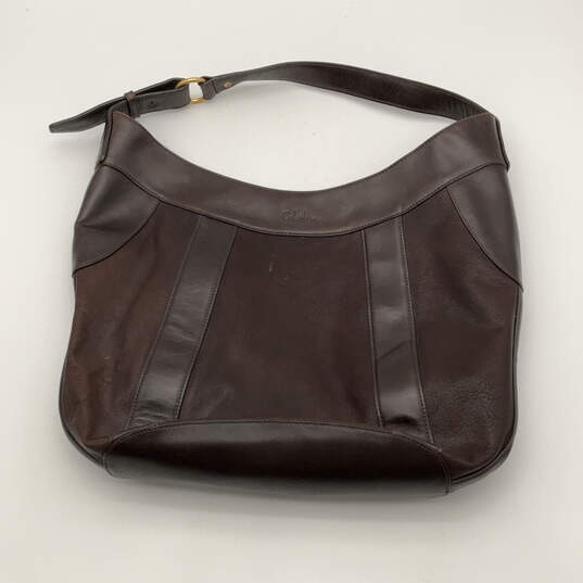 Womens Alfani Brown Leather Inner Pocket Adjustable Strap Zip Shoulder Bag image number 1