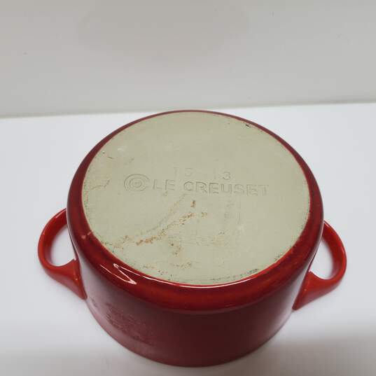 VTG. Le Creuset Red Stoneware Mini Orange Round Cocotte No Lid image number 3
