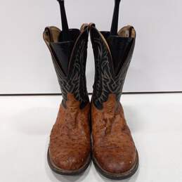 Vintage Tony Lama Men's TX5002 Embroidered El Rey Quill Ostrich Boots Size 11 EE