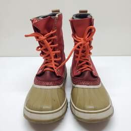 Sorel Waterproof Premium Red and Tan Winter Snow Boots Women's Size 8