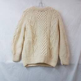 John Molloy Cable Knit Ivory Wool Sweater
