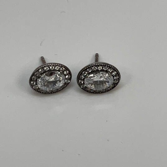 Designer Pandora 925 ALE Sterling Silver Rhinestone Round Stud Earrings image number 3
