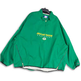 Mens Green Bay Packers Mock Neck 1/4 Sleeve Windbreaker Jacket Size 4XL