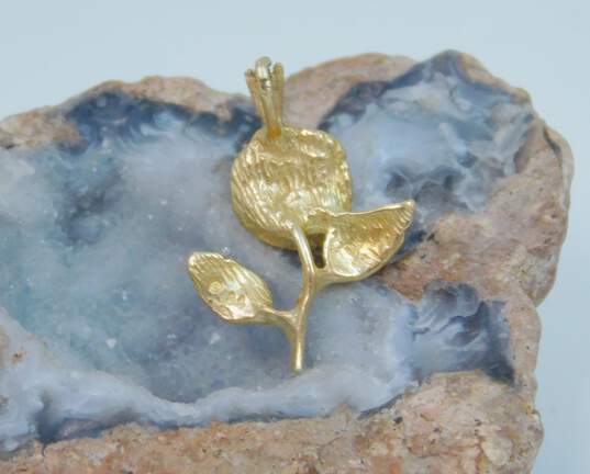 14K Yellow Gold Rose Flower Pendant Charm for Repair 2.5g image number 2