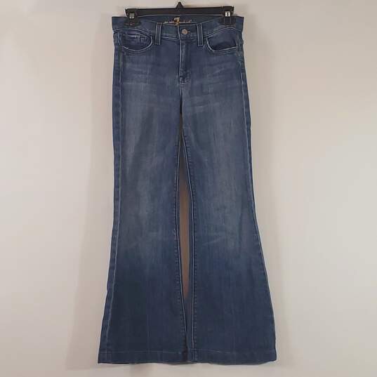 7 For All Mankind Women Flared Blue Jeans Sz 26 image number 2
