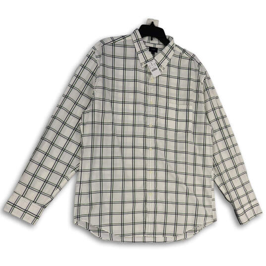 NWT Mens White Check Long Sleeve Pockets Collared Button-Up Shirt Size XL image number 1