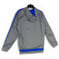 Mens Blue Gray Drawstring Long Sleeve Pullover Hoodie Size Large image number 2