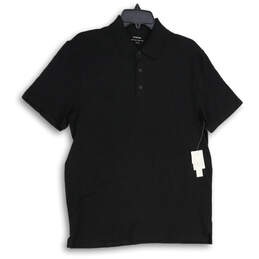 NWT Womens Black Spread Collar Short Sleeve Polo Shirt Size Medium