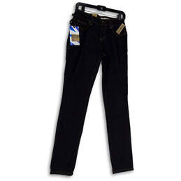 NWT Womens Blue Denim Dark Wash Pockets Stretch Skinny Leg Jeans Size 4R/R